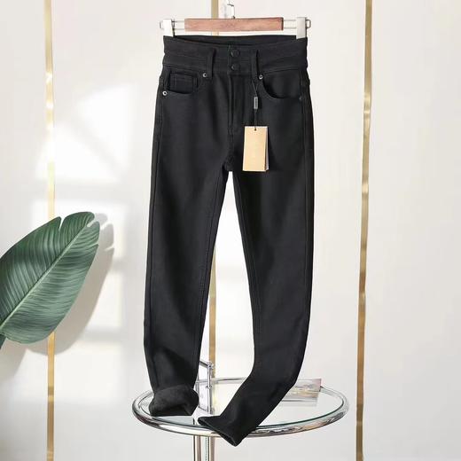 D121611两粒扣高腰加绒修身灰色牛仔来咯～3D立体塑腰穿上就是漫画腿 商品图0