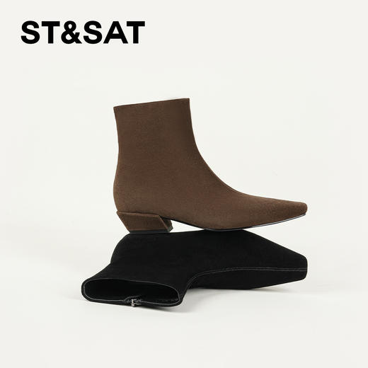 星期六小方头绒面瘦瘦靴SSD4116Y95 商品图2