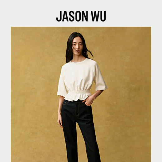 【JASON WU】秋季新款通勤简约设计感针织拼接百搭上衣T恤女 商品图0