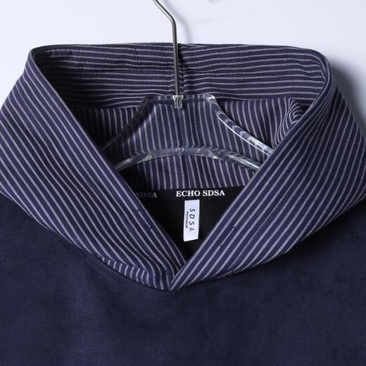 SDSA男士秋冬新款痞帅男装潮牌撞色条纹拼接连帽卫衣百搭时尚上衣 商品图1