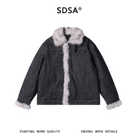SDSA男士秋冬新款痞帅男装美式复古毛领牛仔夹克外套百搭宽松简约