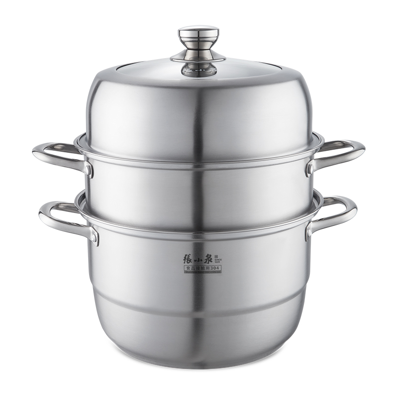 张小泉耀银304三层蒸锅28cm