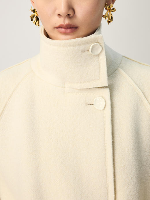 (绵羊毛)【JASON WU】2025秋冬新款圈圈肌理系带立领毛呢大衣外套女 商品图3