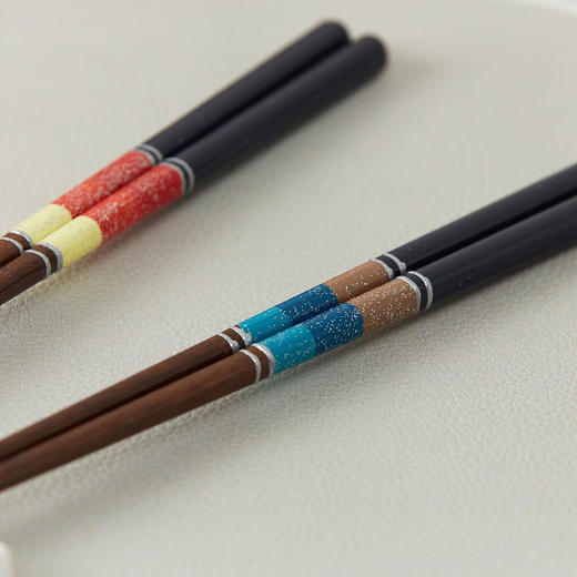 日式餐具尖头寿司筷子木筷多彩条纹筷2双组 商品图7