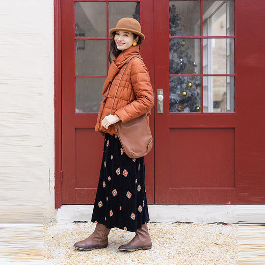 绽放769朵/鹅绒方格新中式短款羽绒服女冬加厚宽松显瘦羽绒外套 商品图2