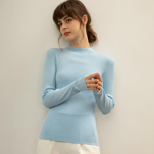 【全棉线洋气毛衣】秋冬款 半高领紧身针织衫 修身丝光棉长袖打底  商品图8