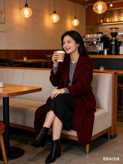 546100修身气质款长款羊绒大衣 商品图7