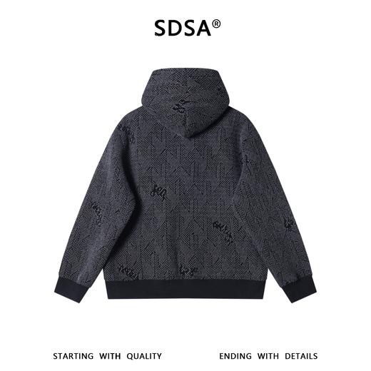 SDSA男士秋冬新款痞帅男装时尚绒毛波浪线斜拉链连帽卫衣百搭时尚 商品图4