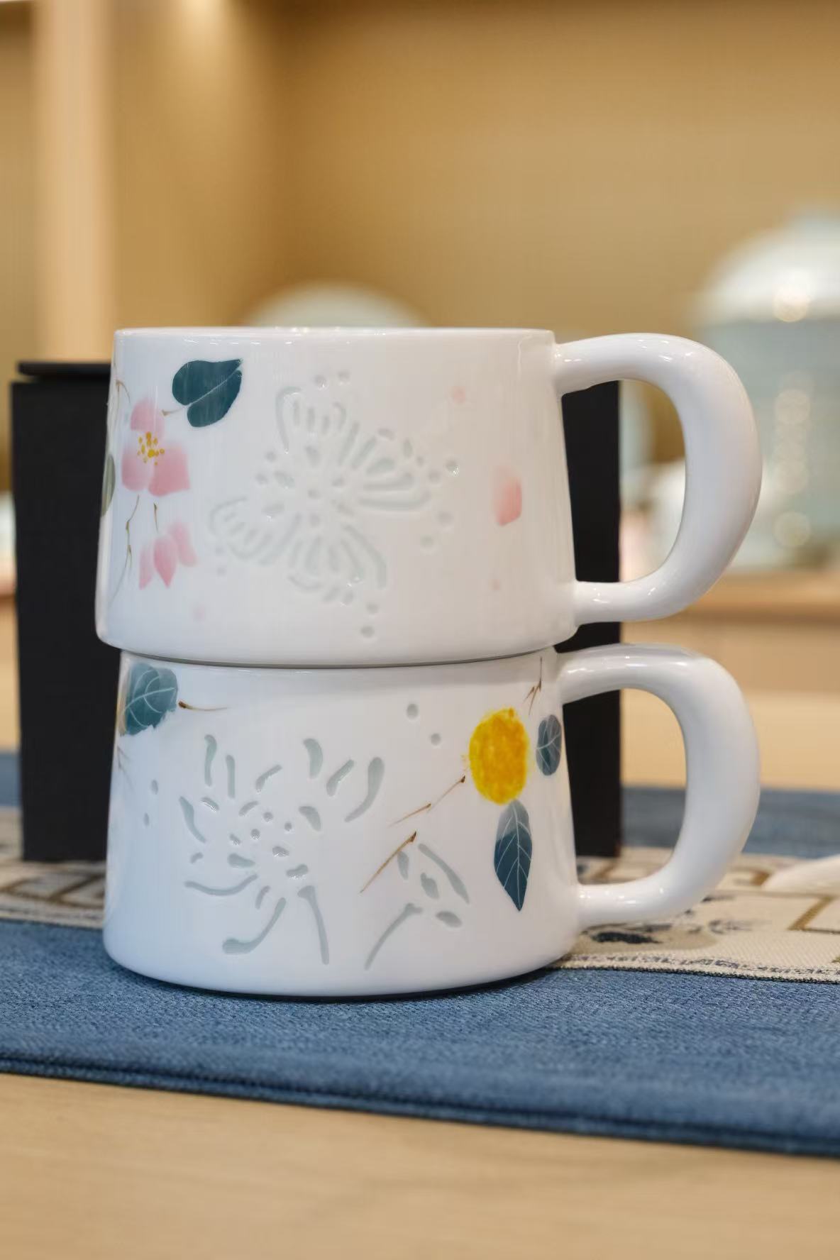 【景德镇茶具】高白泥 咖啡杯/水杯 杯耳设计  350ml