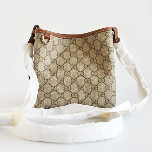 【全新】GUCCI古驰GG Emblem系列815118小号款经典老花纹配棕色皮单肩手提水桶包女士 121225AK17 商品图4