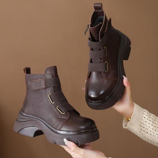 FR 85260马丁靴保暖加绒复古圆头魔术贴小众短靴 商品图3
