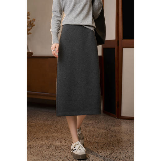 米思阳羊毛醋酸半身裙  完美长度 一条过冬 2025米思阳冬季新品优雅冬季百搭直筒半身裙5589 商品图5