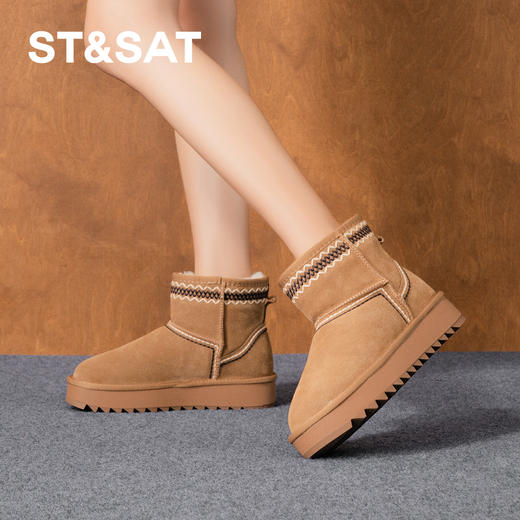 星期六民族风厚底防滑雪地靴SSD411A561 商品图1