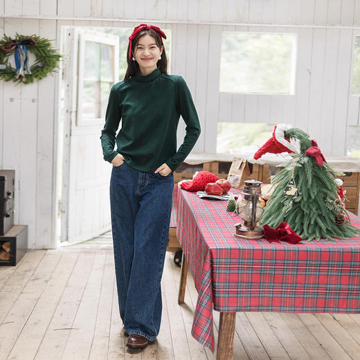 特绽放854朵/贝壳绣高领打底衫·绒感保暖打底长袖T恤女内搭新款 商品图2