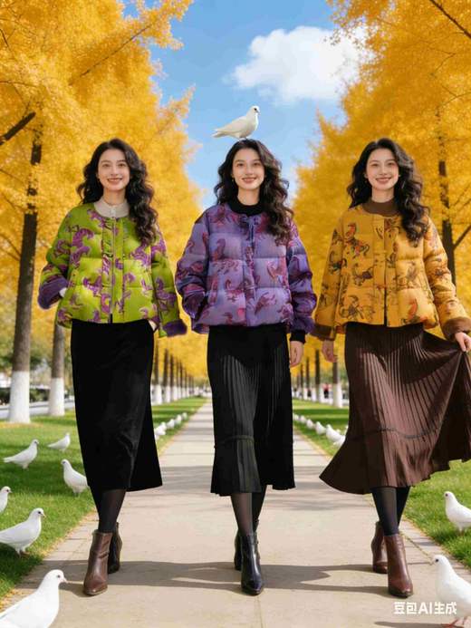 588580新中式国风短款水貂袖羽绒服 商品图2