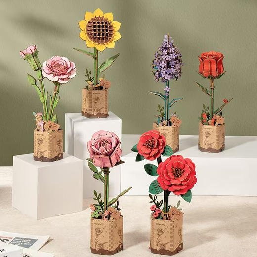 若物 木艺繁花diy积木花 毕业礼物拼装模型玩具永生花 母亲节礼物生日礼物手工制作永生花 商品图0