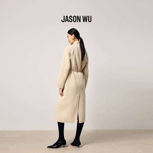 (绵羊毛)【JASON WU】2025秋冬新款纯色简约设计感双面呢大衣外套女 商品图2