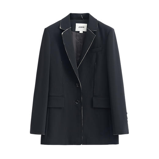 (秋冬新品)【JASON WU】25年新款长袖精纺羊毛修身撞色毛边西装 商品图5