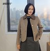 撞色翻领长袖单排扣双面羊毛短款外套 商品缩略图1