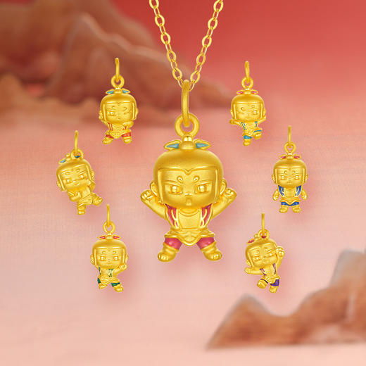 周六福黄金吊坠女款5d硬金定价足金珐琅吊坠 商品图2