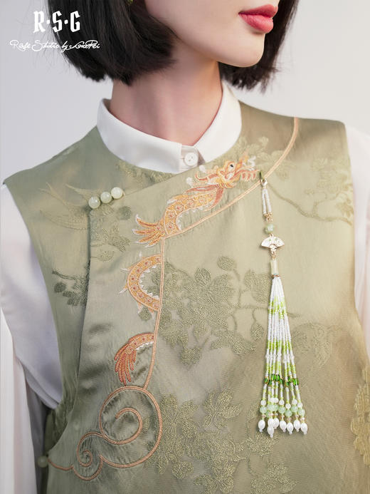 郭培成衣RSG新中式芙蓉花提花刺绣斜襟马甲2025中国风旗袍上衣 商品图1