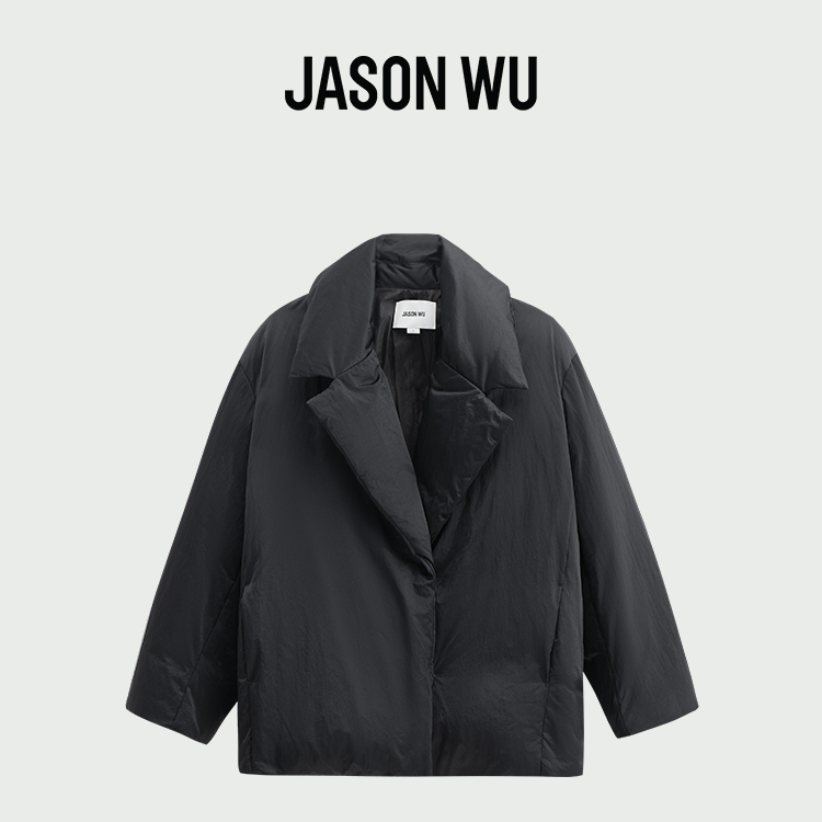 【JASON WU】秋冬新款大翻领缎面茧型保暖通勤休闲上衣外套羽绒服女
