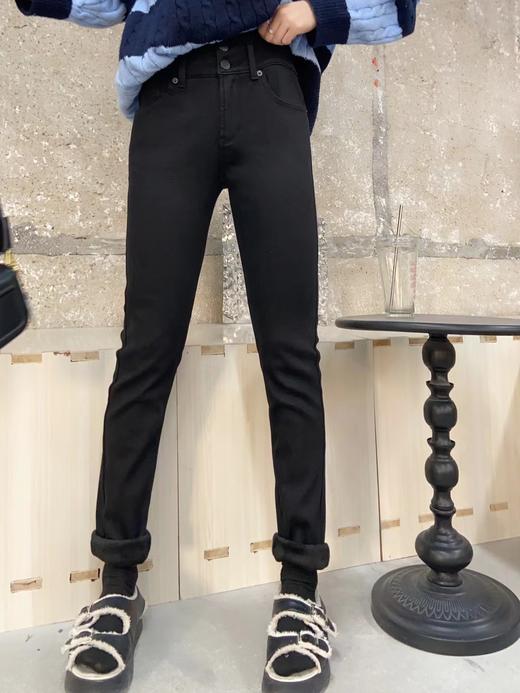 D121611两粒扣高腰加绒修身灰色牛仔来咯～3D立体塑腰穿上就是漫画腿 商品图5