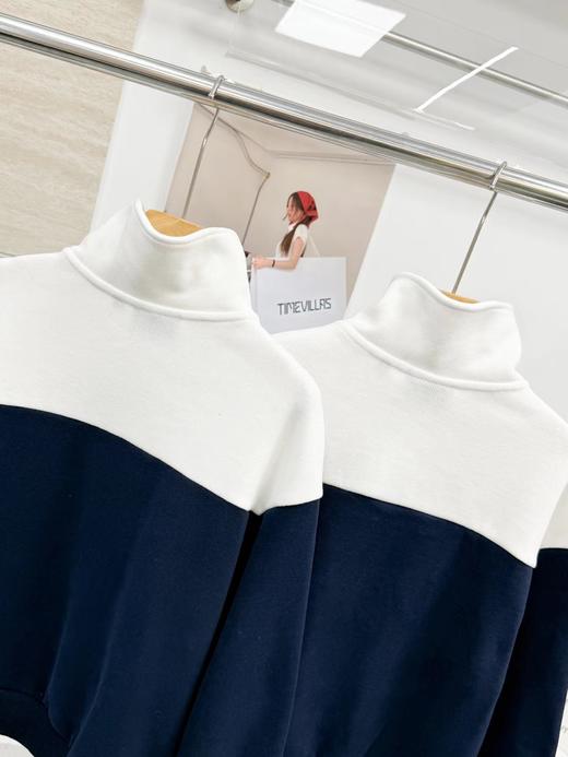 D121663简约大气有质感撞色拼接半拉链加绒卫衣 商品图3