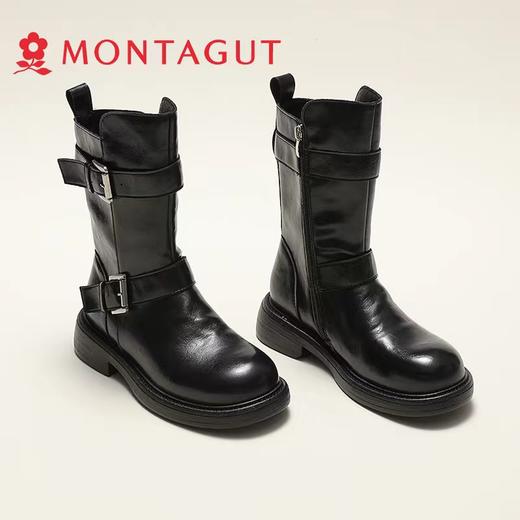 D121688厚底骑士靴女双口袋英伦风复古马丁靴短靴 商品图1