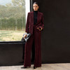 IWY/玫瑰砂岩豆沙红秋冬款灯芯绒无领西装西裤OL通勤套装CP2586 商品缩略图3