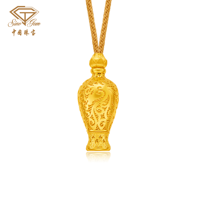 「美好金-马年贺岁金」马佑平安足金吊坠 古法黄金生肖套链可抽拉绳链