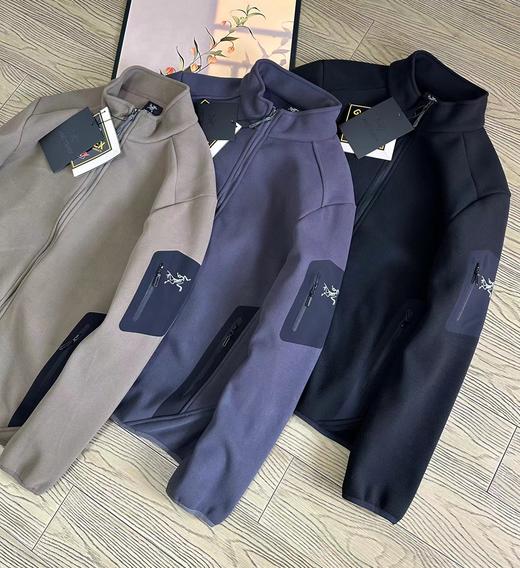 D121634冬款男士三色立领户外保暖抓绒开衫外套 商品图2