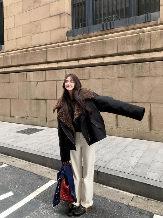 爆款3-5天发货！cosAcosB冬季加绒加厚高腰显瘦直筒阔腿裤68893 商品图2