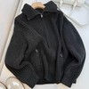 D121630粗棒针立领加厚毛衣外套羊毛针织开衫上衣秋冬女 商品缩略图2