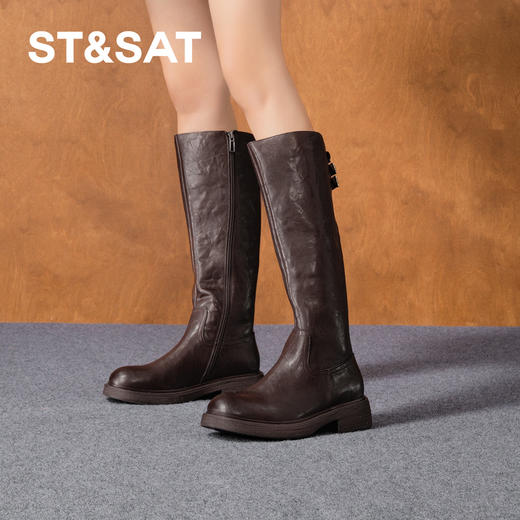 【绒里可选】星期六朋克时髦褶皱设计百搭长筒靴SSD4117560/SSD4119560 商品图1