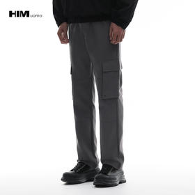 HIM漢崇 舒适宽松休闲裤潮流工装大口袋抽绳百搭长裤男 2025秋季