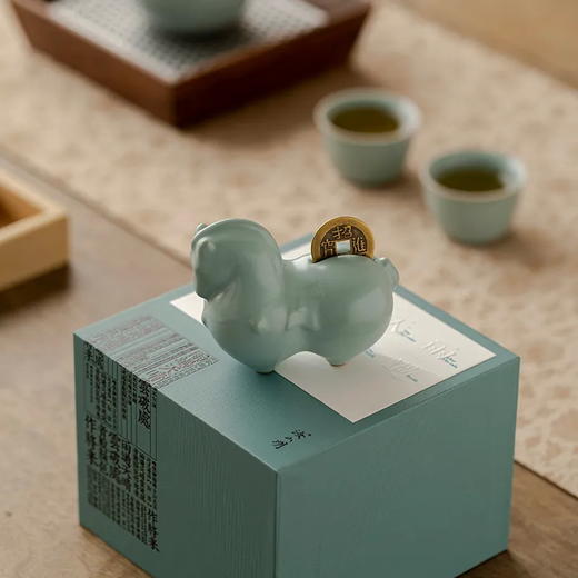 汝山明 · 2026新年礼物马上有钱汝窑马年生肖有钱马汝窑茶宠桌面小摆件礼盒 · 天青釉·马上有财 商品图4