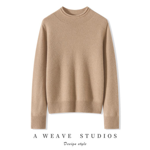 【清河羊毛羊绒专场】鹿展Z230女士一线成衣卷边半高领羊绒衫 商品图5