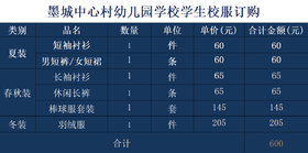 墨城中心村幼儿园套餐