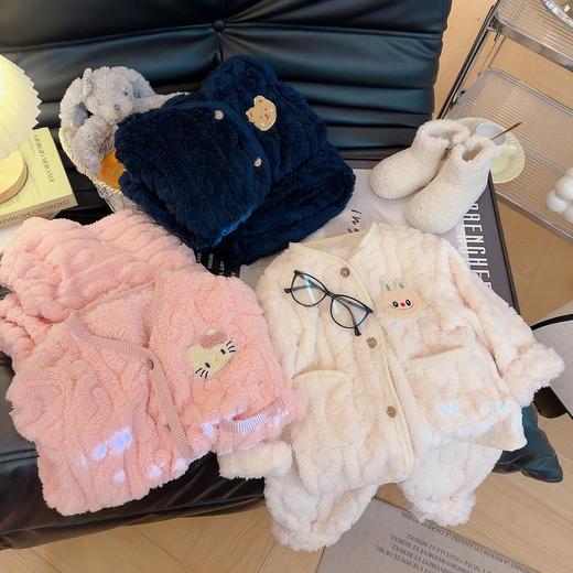 Laffey & Monkey儿童【加绒】秋冬家居服套装男童加厚法兰绒睡衣男宝保暖韩版套装80-160 商品图0