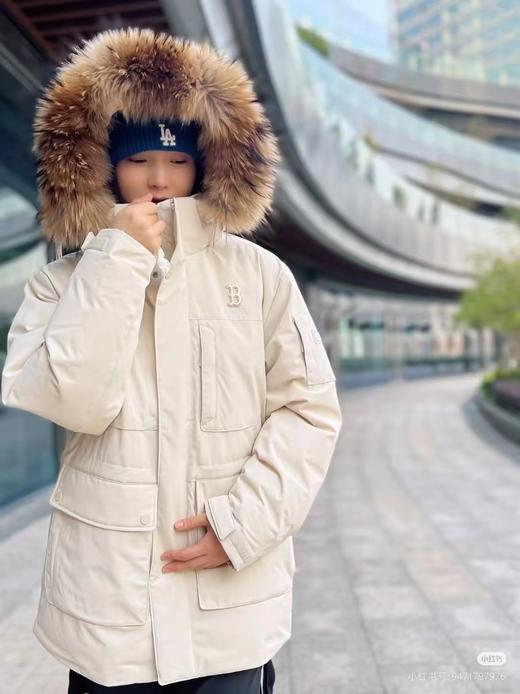 D121698貉子毛领工装派克服连帽羽绒服百搭通勤男女情侣款 商品图6