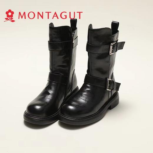 D121688厚底骑士靴女双口袋英伦风复古马丁靴短靴 商品图5
