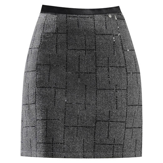 「自」全新升级【铂金会员128/天猫169/差价41】(04514)洛诗琳重工亮片格纹羊毛混纺半裙2025秋冬厚实挺阔保暖A字裙 商品图4