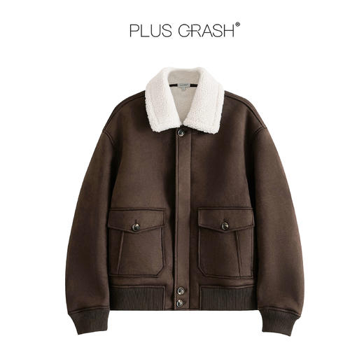 PLUS CRASH复古翻领夹克加绒厚款保暖休闲夹克外套PC55TJ66 商品图2
