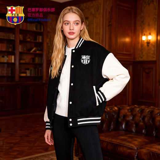 【官方正版】巴塞罗那俱乐部｜巴萨黑色棒球服黑白外套百搭 商品图3