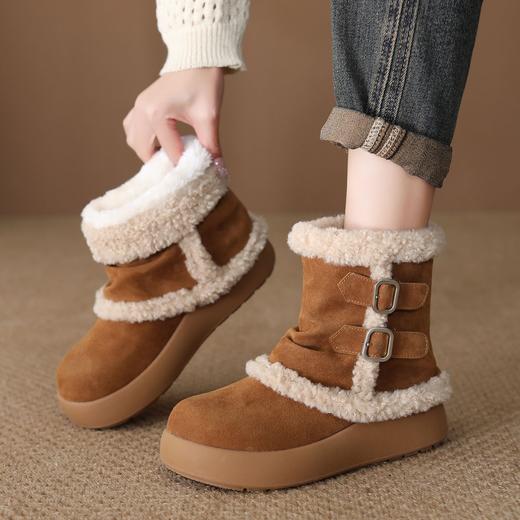 FR 85831真皮厚底裤管雪地靴舒适加绒保暖大棉短靴 商品图2