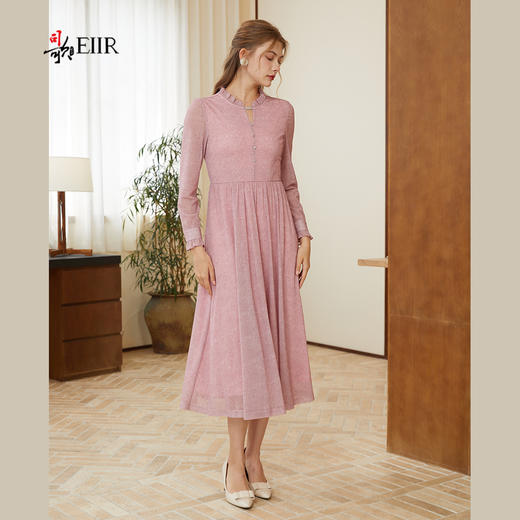 司歌长袖收腰弹力长袖秋连衣裙中长裙A921255X 商品图4