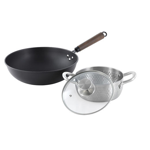 张小泉锤纹两件套炒锅32cm，汤锅20cm 商品图0