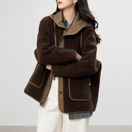 裁缝学苑AS611羊羔毛拼接短款外套纸样女装新款连帽宽松上衣样板 商品图4