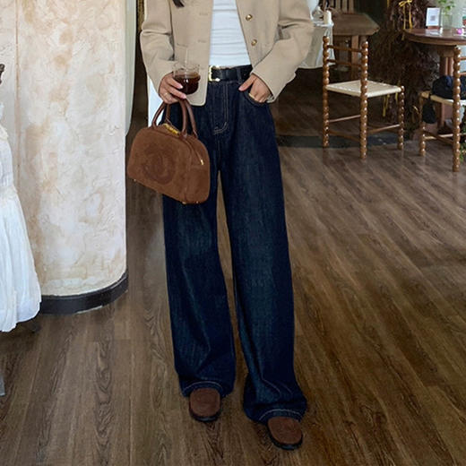 cosAcosB 升级水貂绒丹宁原色信封口袋阔腿牛仔裤68891（下单3-5天发货） 商品图4